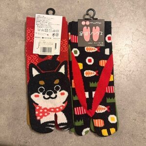 Cute Dog and Sushi Patterned Tabi Socks
